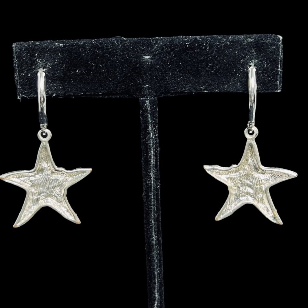 Silver Tone & Abalone Shell Magnetic Star Pendant W/Pierced Earrings Set (5098) - Picture 11 of 11